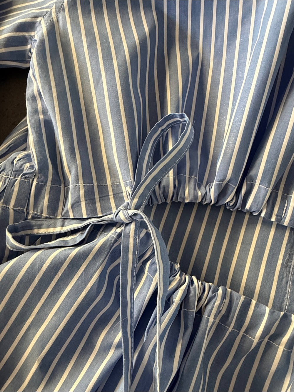 LOFT Striped Poplin Cutout Back Tunic Shirt - Picture 9 of 9
